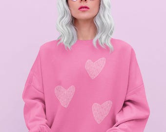 Valentine's Day Sweatshirts, Many Heart Designs, Show Your Love, Mini Hearts, Big Hearts, Heart Maze, Cupid Kitty, Cozy Crewneck