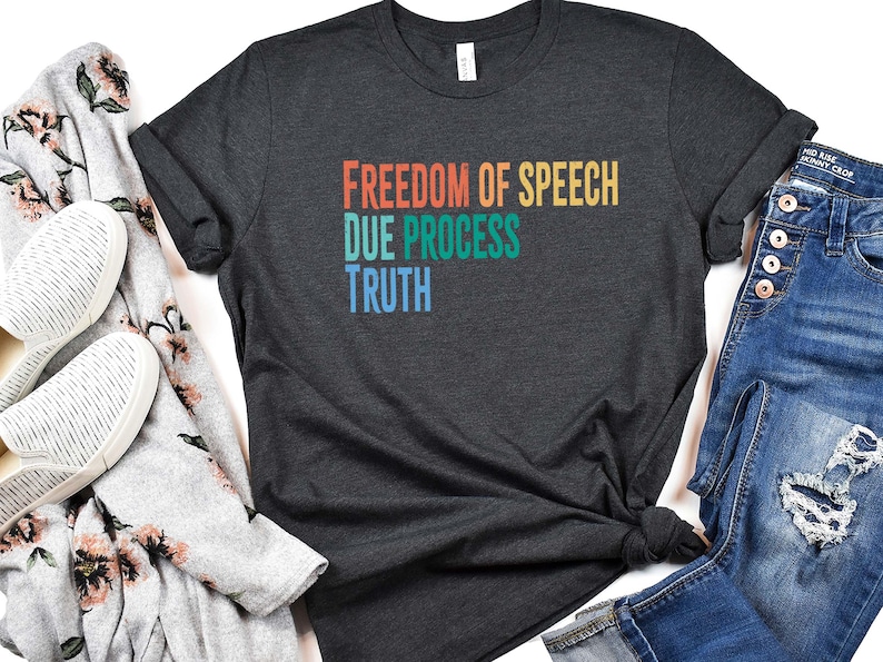 FDT Anti-Trump Freedom of Speech Due Process Truth Unisex or V-Neck T-shirt Gentle Protest Activist Clothing Political Statement Tee Resist Dark Grey Heather