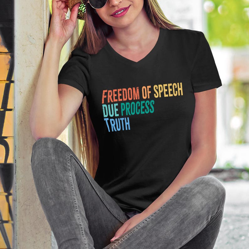 FDT Anti-Trump Freedom of Speech Due Process Truth Unisex or V-Neck T-shirt Gentle Protest Activist Clothing Political Statement Tee Resist Black