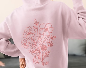 Oversized Comfortable Hoodie Stylish Big Flower and Nature Designs Gift for Girls and Women