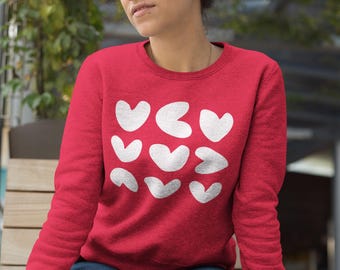 Valentine's Day Sweatshirts, Many Heart Designs, Show Your Love, Mini Hearts, Big Hearts, Heart Maze, Cupid Kitty, Cozy Crewneck