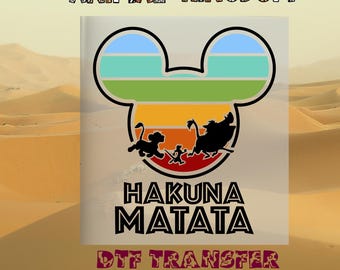 Transferencia DTF de Hakuna Matata, Minnie Mouse Safari, Animal Kingdom listo para imprimir