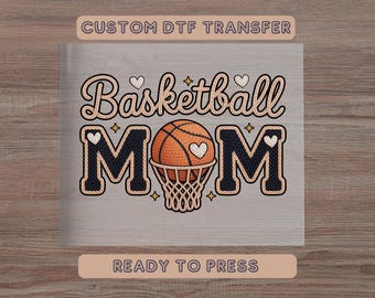 Transferencia DTF de mamá de baloncesto de hilo sintético, lista para imprimir