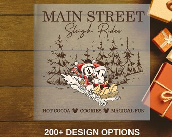 Descarga digital navideña de Disney, Main Street lista para imprimir, Transferencia de descarga digital navideña de Mickey y Minnie, Descarga digital navideña de Disneyland
