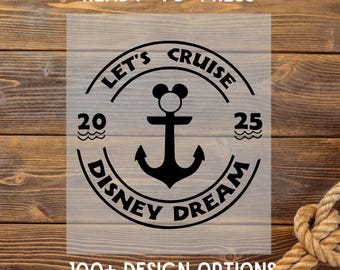 Crucero Disney personalizado listo para imprimir, Transferencia DTF Lets Cruise Disney Dream 2025, Impresión DTF familiar Disney, Prensa térmica, DTF Disneyworld