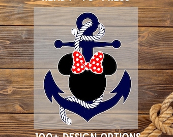 Impresión DTF de Minnie Anchor Cruise, crucero Disney personalizado listo para imprimir, transferencia grupal de crucero a juego, impresión DTF familiar de Disney, impresión DTF de Disneyworld