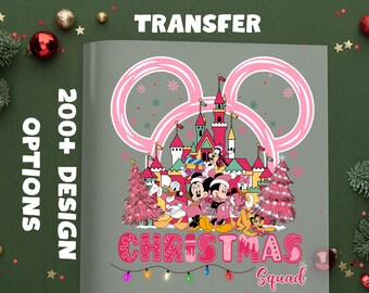 Pink Disney Christmas Squad DTF, Disney Christmas Heat Press Transfer, Holiday Season DTF, Disney Family Christmas  Ready to Press,