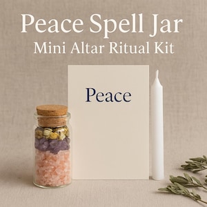 Mini Kit de Ritual de Altar: Frasco de Hechizo de Paz + Vela + Tarjeta Ritual / Reinicio del Sistema Nervioso / Hecho a Mano para Ti