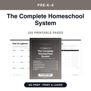 Komplett hemundervisningssystem, utskrivbart, 320 sidor, planerare, register, statliga krav, omfattning och sekvens, direkt nedladdning i PDF-format