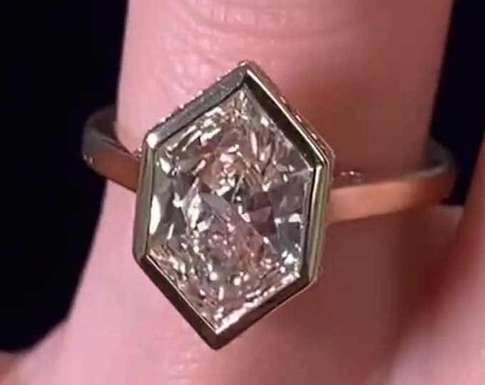 2.5CT Dutch Marquise Bezel Lab Grown Diamond Engagement Ring Unique Hidden Halo Ring 14k Gold Ring Wedding Ring For Her Proposal Ring