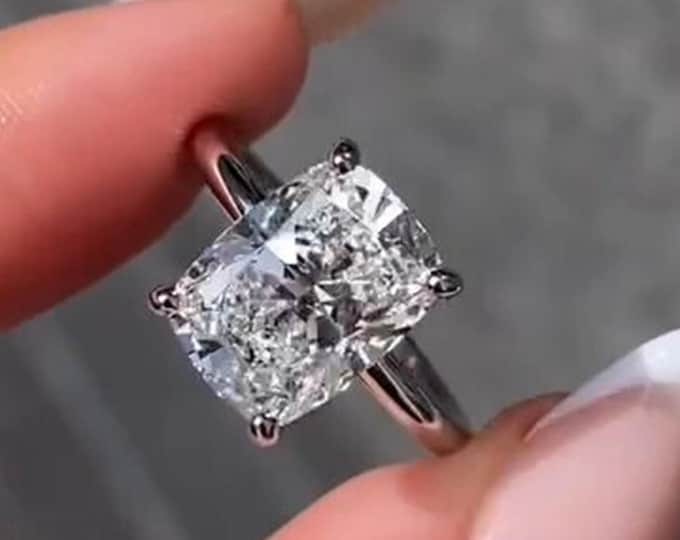 3CT Elongated Cushion Cut Moissanite Engagement Ring Cushion Cut Solitaire Ring 14k Gold Ring Wedding Ring For Her Anniversary Gifts