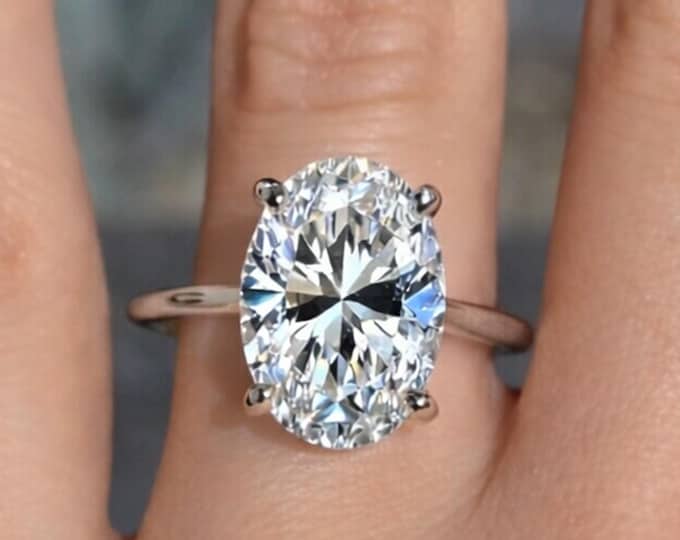 2CT Oval Lab Grown Diamond Engagement Ring Oval Cut Cathedral Ring Solitaire Ring 14k Gold Wedding Ring Oval Cut Diamond Ring Promise Ring