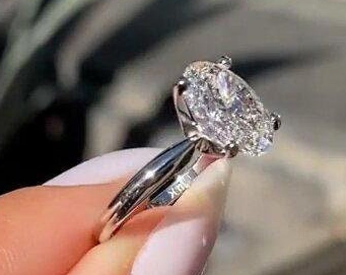 3CT Oval Lab Grown Diamond Engagement Ring Oval Cut Solitaire Ring 14k Gold Ring Wedding Ring For Her Unique Ring Birthday Gift For Women