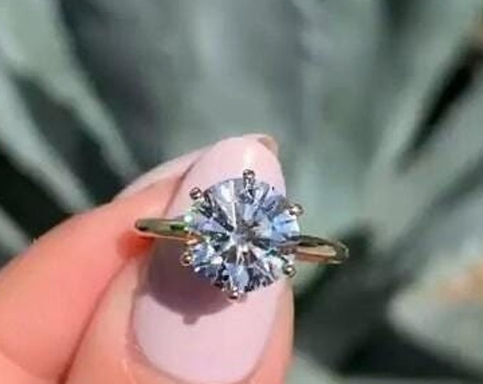 3.0 CT Round Lab Grown Diamond Ring, F/VS Lab Created Diamond, Solitaire Engagement Ring, Diamond Wedding Ring, Anniversary Gift Ring