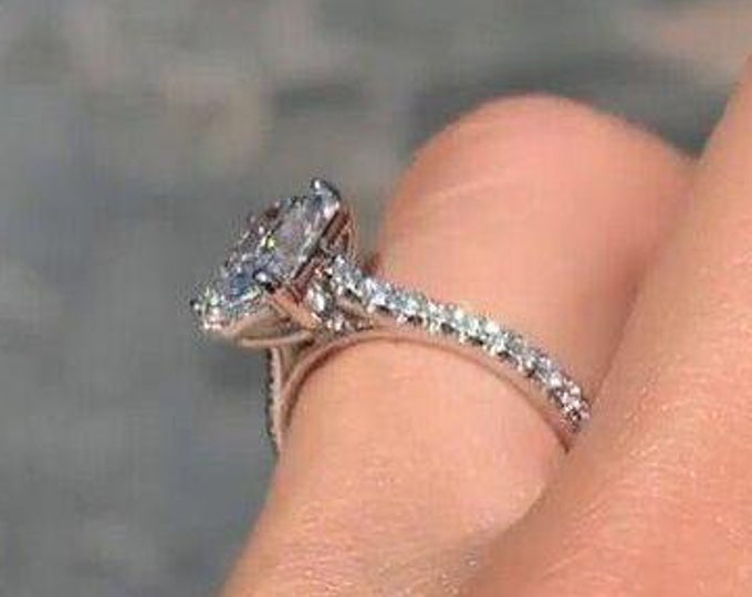 Radiant Lab Grown Diamond Engagement Ring 2.00 CT Radiant Cut Diamond Wedding Ring Solitaire & Accents Stone Proposal Ring Anniversary Gift