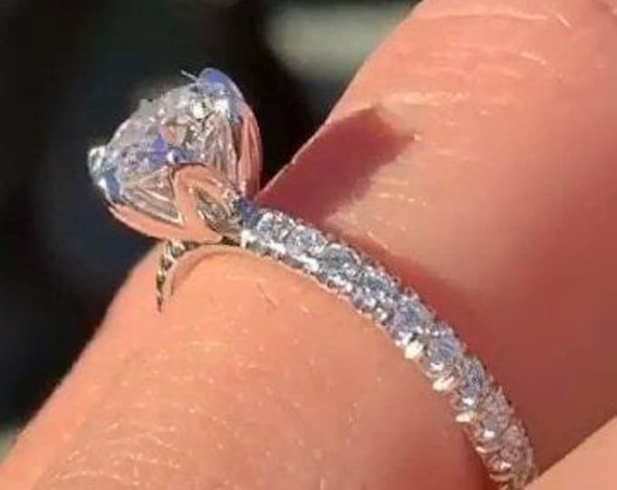 1.05CT Round Lab Grown Brilliant Cut Diamond Engagement Ring Solid White Gold Promise Ring For Women Anniversary Ring Proposal Ring For Her