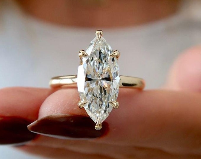 Marquise Cut Lab Grown Diamond Engagement Ring Marquise Cut Lab Grown Diamond Ring IGI Certified Lab Diamond Promise Ring Anniversary Gift