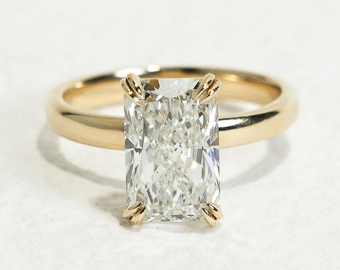 3CT Radiant Cut Lab Grown Diamond Solitaire Ring D-VS IGI Certified Diamond Ring 14k Gold Wedding Ring For Her Anniversary Gifts