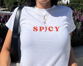 Koszulka damska Spicy Pepper Baby Tee – grafika Y2k