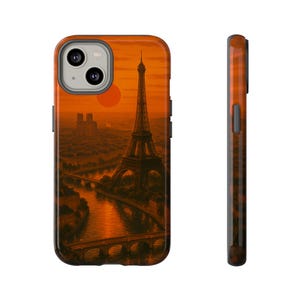 Paris Sunset Phone Case, Eiffel Tower, Tough Cases, Gifts for Travelers, Phone Accessories, Unique Design, Sunset Aesthetic