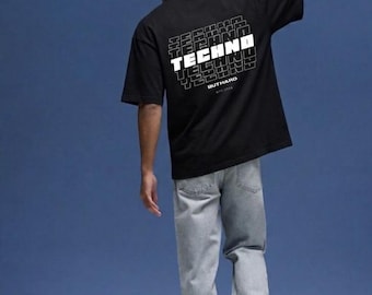 Camiseta Techno But Hard con estampado gráfico / Camiseta oversize negra estilo streetwear / Ropa para raves underground