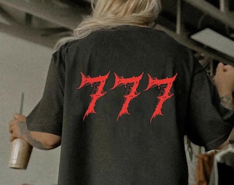 Camiseta Techno con el número angelical 777 / Camiseta de estilo urbano industrial berlinés para fiestas rave