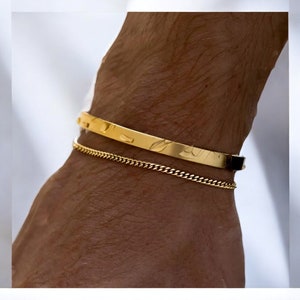 Stackable Bracelet Set for Men | Elegant Cuff & Cuban Link Bracelets