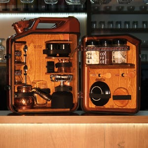 Minibar con bidón de cerveza hecho a mano, juego de té y café, barra de combustible personalizada, bidón de café personalizado, set de regalo de café para la familia, regalo para una fiesta de té