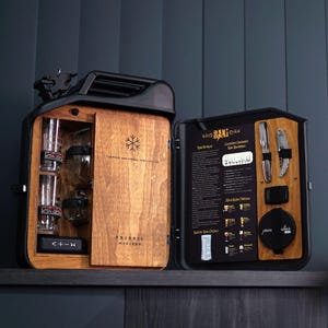 Set de regalo de raki turco con retroiluminación LED, minibar con bidón, bar de raki para el hogar y viajes, set de raki portátil, bidón de raki, bidón personalizado
