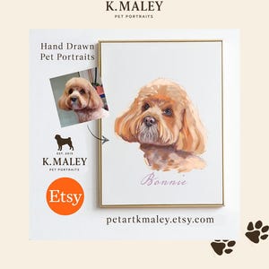 Custom Digital Pet Portrait by K Maley | Hand-Drawn Dog, Cat, Rabbit Art from Photo | Printable Pet Artwork | Vibrant Animal Illustration