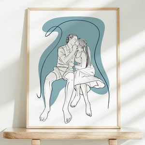 Personalized Family Portrait illustration, In Loving Memory, Custom Line Drawing Custom Family Drawing from Photo, Custom Line From Photo