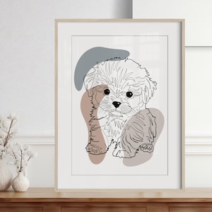 Custom Dog Painting From Photo, Personalized Pet Vector, Pet Owner Gifts, Cartoon Pet Portrait,Custom Dog Line Illustration Portrait