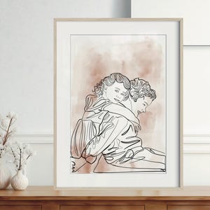 Aangepast familieportret, gepersonaliseerd cadeau voor vader, verjaardagscadeau voor vader, aquarel familieportret, gepersonaliseerde lijntekening
