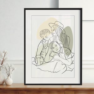 Custom Line Drawing Custom Family Drawing from Photo, Personalized Family Portrait illustration, , Gift for Mom / Dad, Custom Line Art