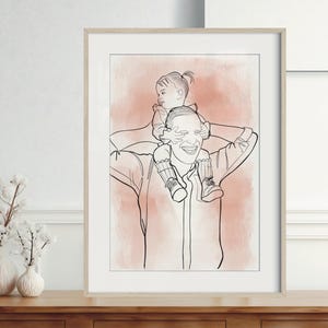 Retrato familiar personalizado a partir de una foto, pintura de acuarela, ilustración familiar, regalo único para el esposo, regalo para lesbianas, regalo para él, arte de dibujos animados