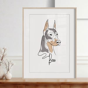 Retrato de perro personalizado con arte lineal, arte moderno conmemorativo para amantes de las mascotas, retrato, retrato de perro conmemorativo, retrato de mascota personalizado a partir de una foto