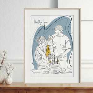 Custom Family Portrait, Faceless Portrait, Custom Illustration, Family Portrait Drawing Line, Personalized Drawings of Families,Gift For Him