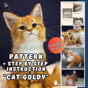 Pattern kitten, Step-by-step Photo Instruction, tutorial, Realistic Toys