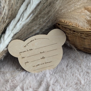 Cartes en bois , pronostics pour la naissance de votre bébé / jeux pour gender reveal ou Baby shower