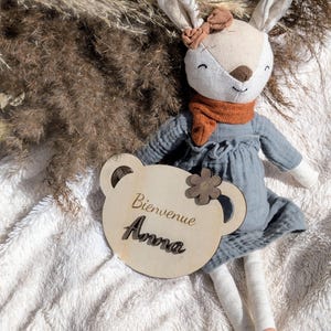 carte de bienvenue ours /ourson pour petite fille