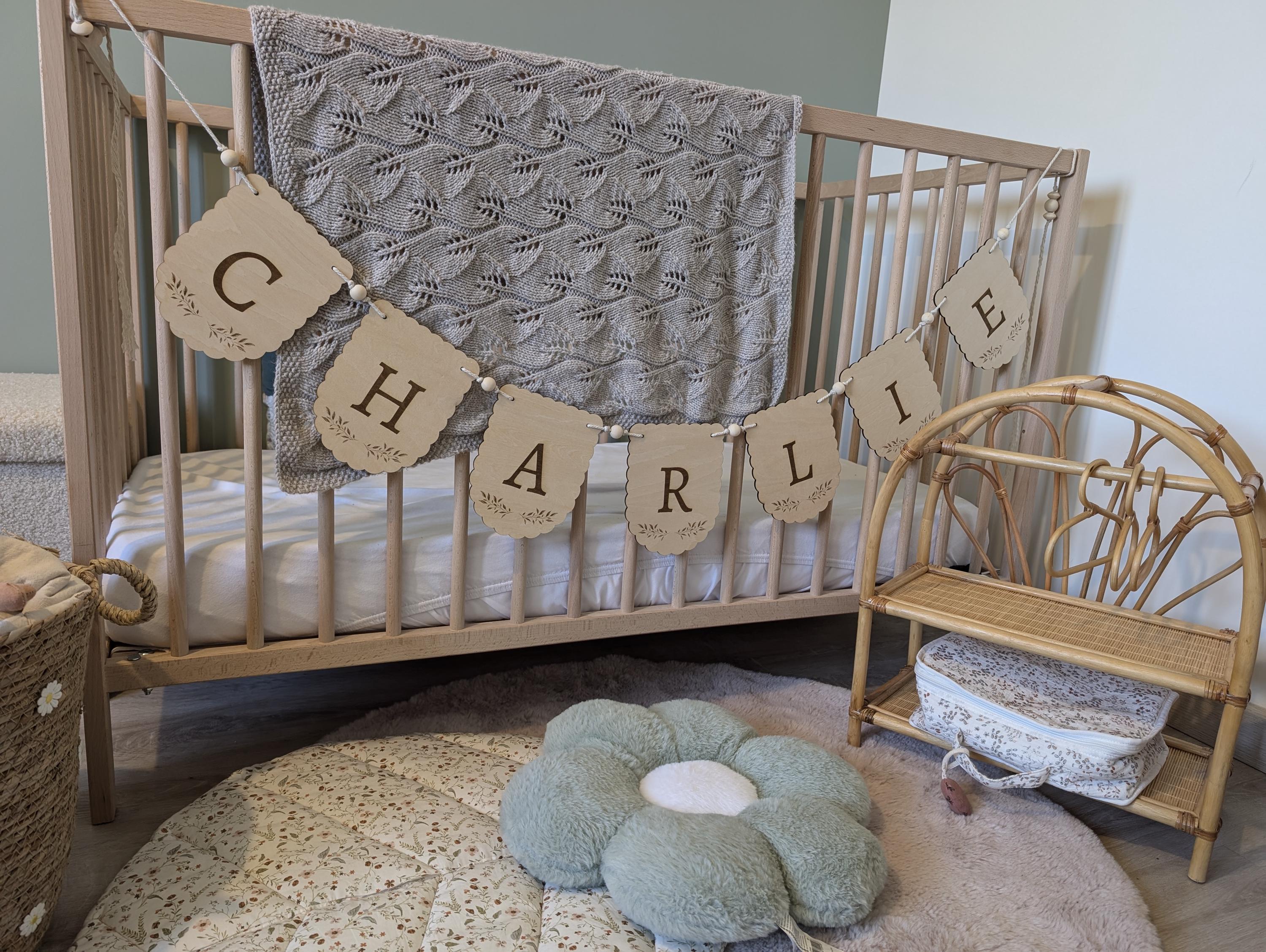 Guirlande De Fanions En Coton PREMYO - Décoration Chambre Bébé Pastel Gris - 3,25m Avec 12 Fanions