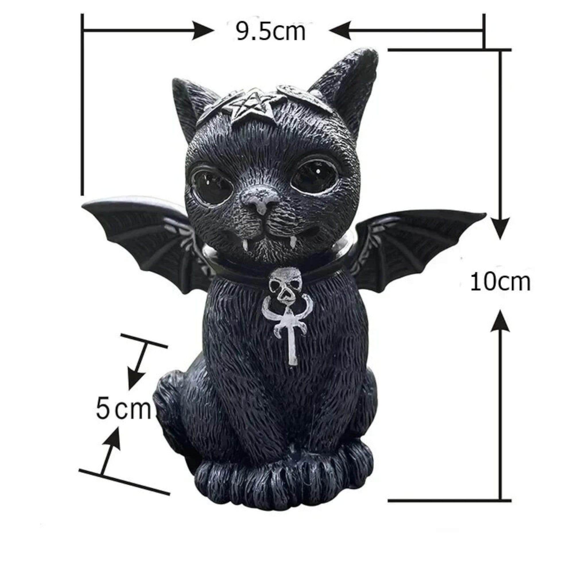 Mysterious Black Cat Statue - Witch Cat Doll | Cute Halloween Tabletop Decoration | Witchy Home Decor | Spooky Cat Ornament Gift Idea
