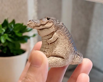 Crocodile Tea Pet Ceramic Alligator Figurine Cute Tabletop Decor Gongfu Accessory Animal Sculpture Lover Gift