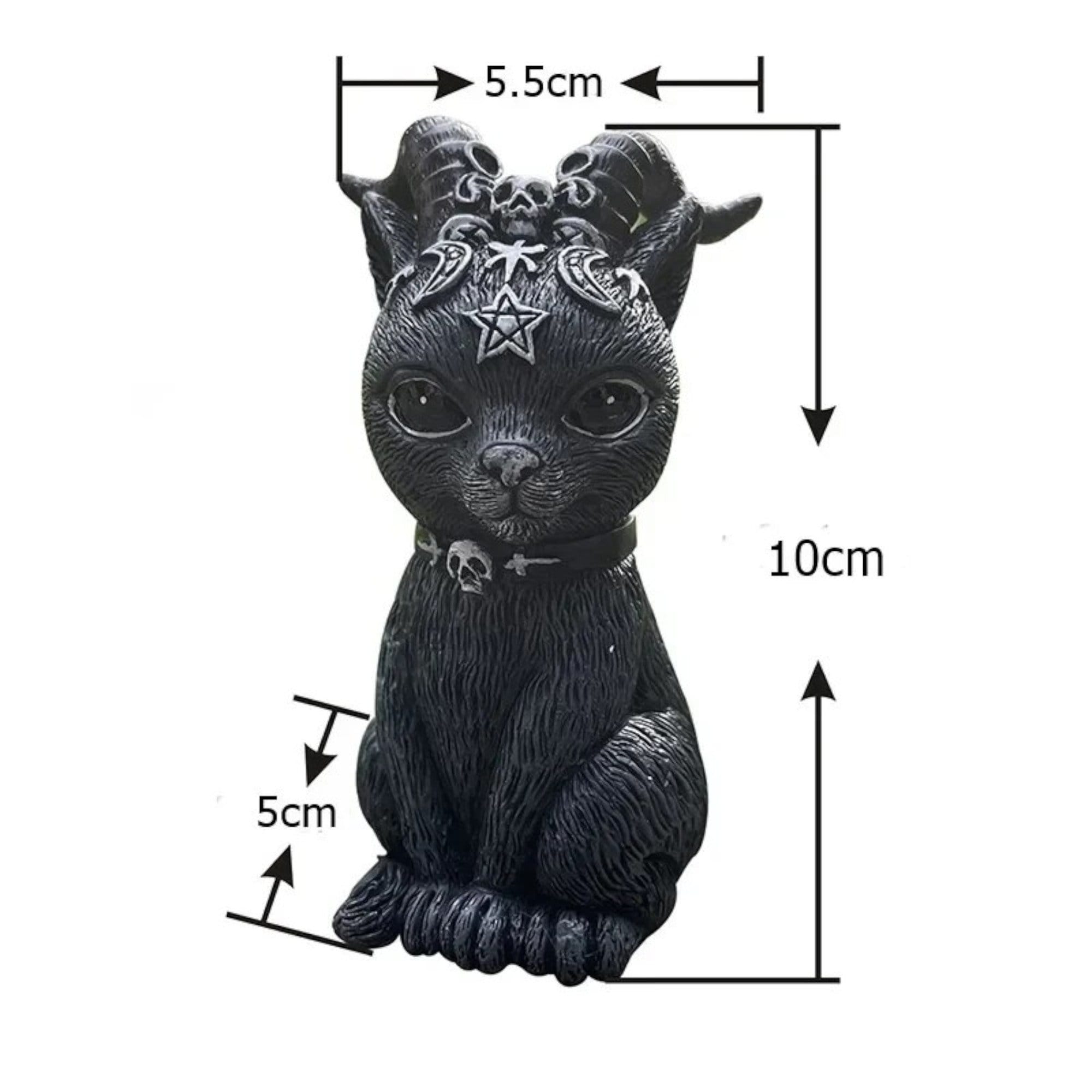 Mysterious Black Cat Statue - Witch Cat Doll | Cute Halloween Tabletop Decoration | Witchy Home Decor | Spooky Cat Ornament Gift Idea