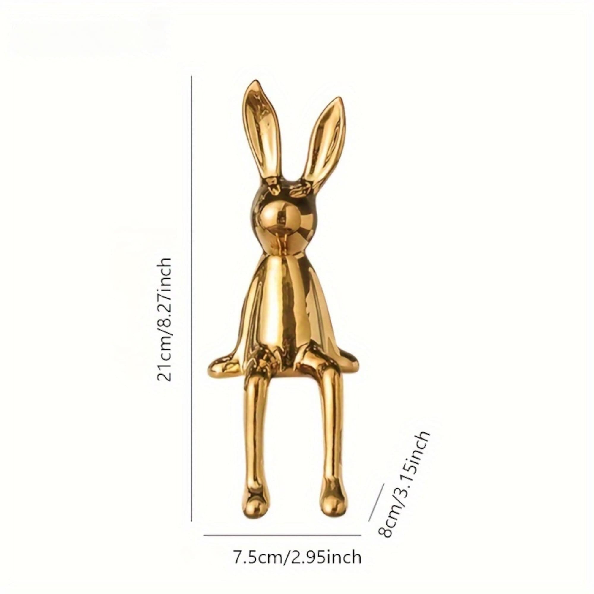 Ceramic Long-eared Sitting Rabbit Statue | Luxury Home Decor Ornament ...