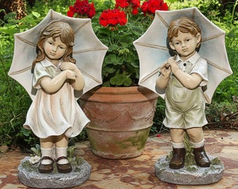 アンリ 木彫り人形 Boy with Dove & Umbrella Umbrella Boy