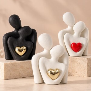 Handgefertigte Hochzeitsfigur eines Paares aus weißem Porzellan – Romantische Liebesstatue – Elegante Dekoration für Zuhause – Geschenkidee zum Jahrestag – Brautgeschenk