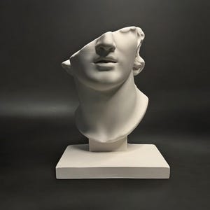 Fragmentary Colossal Head of a Youth Statue | Ancient Greek Figurine | Plaster Bust Art | Modern Shelf Decor & Paperweight | Greek Sculpture