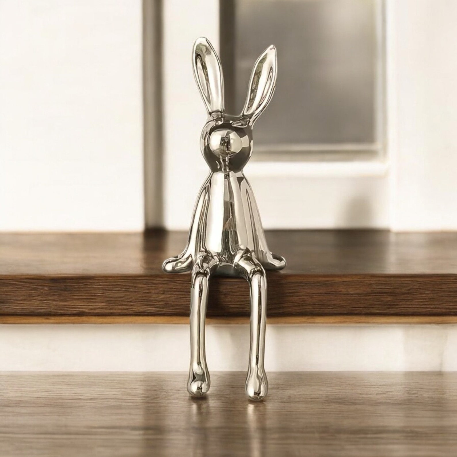 Ceramic Long-eared Sitting Rabbit Statue | Luxury Home Decor Ornament ...