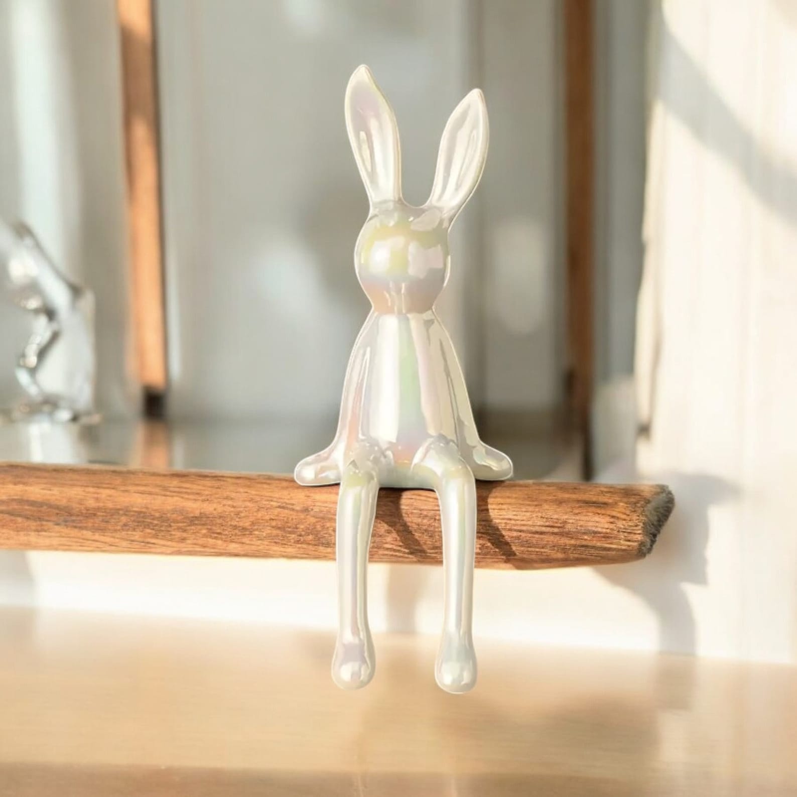 Ceramic Rabbit Statue Long Eared Bunny Figurine Luxury Home Decor ...